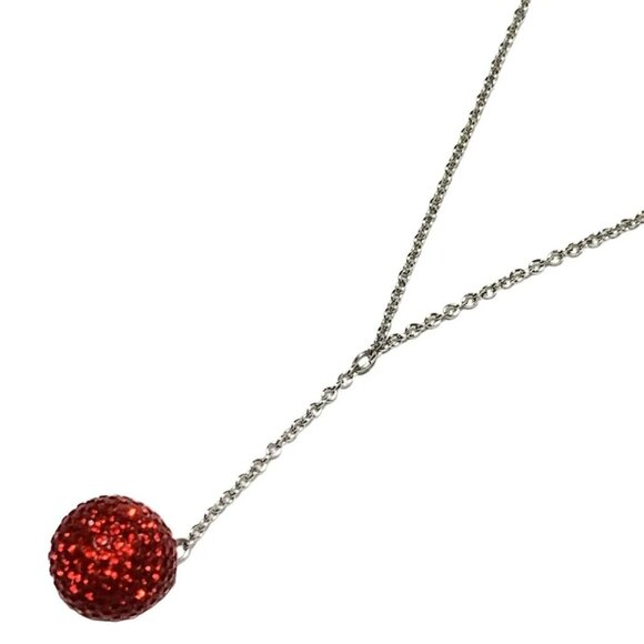 Auth SWAROVSKI - Red Silver Swarovski Crystal Hardware Necklace - Picture 1 of 4